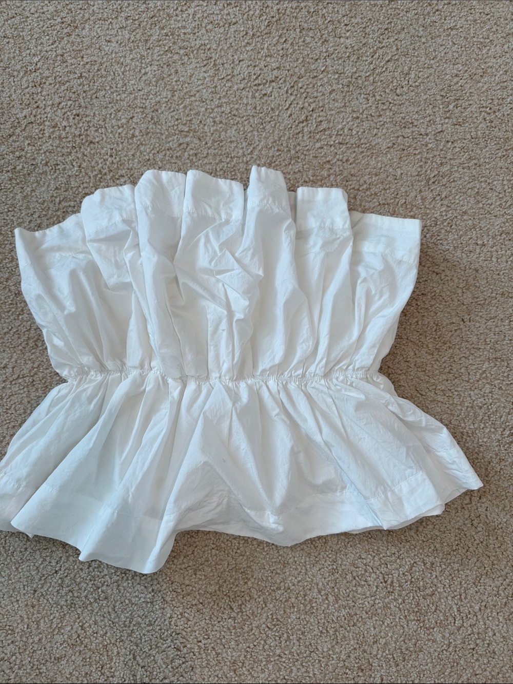 Anthropologie White Ruffled Strapless Peplum Top